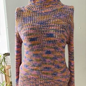 Free People Multicolor Knit Turtleneck Sweater